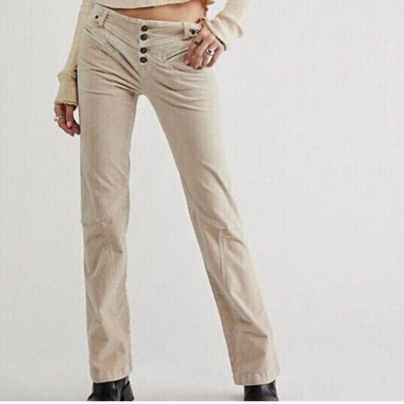 Free People Hit Back Flare Pants In Morning Oat Size 6 - Picture 2 of 9